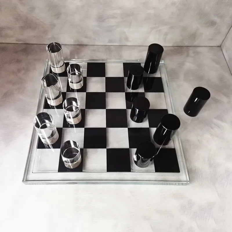 Afralia™ Geometric Crystal Chessboard: Transparent Chess Set Home Decor & Figurines