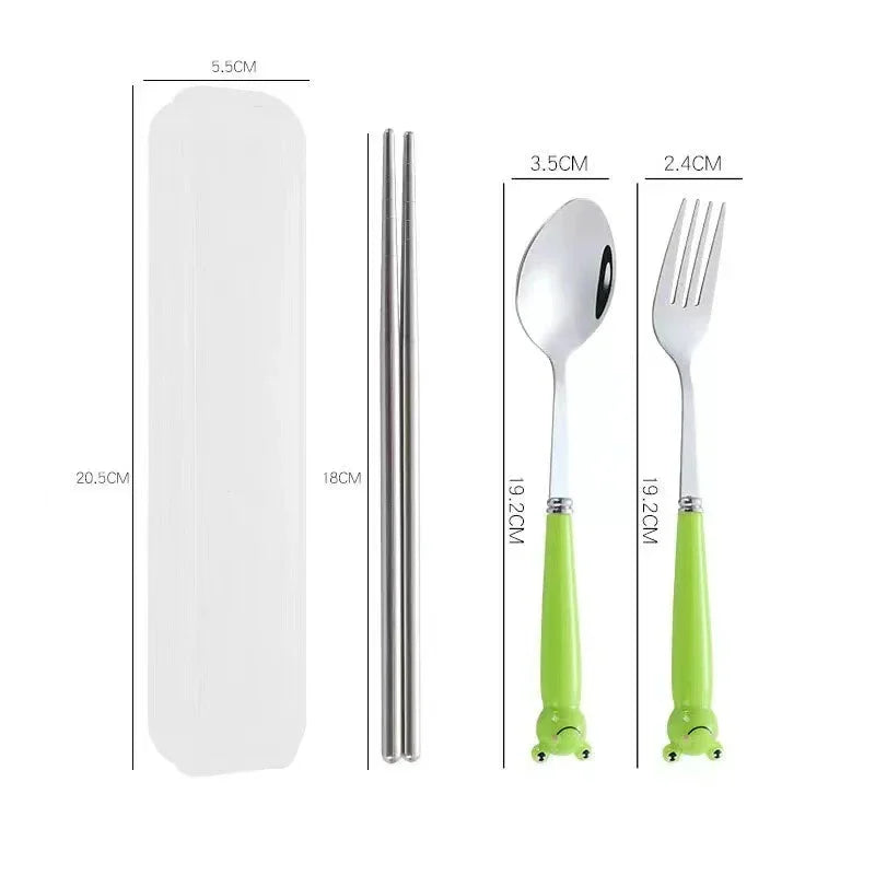 Afralia™ Travel Cutlery Set with Case: Fork & Spoon Flatware in Portable Reusable Design