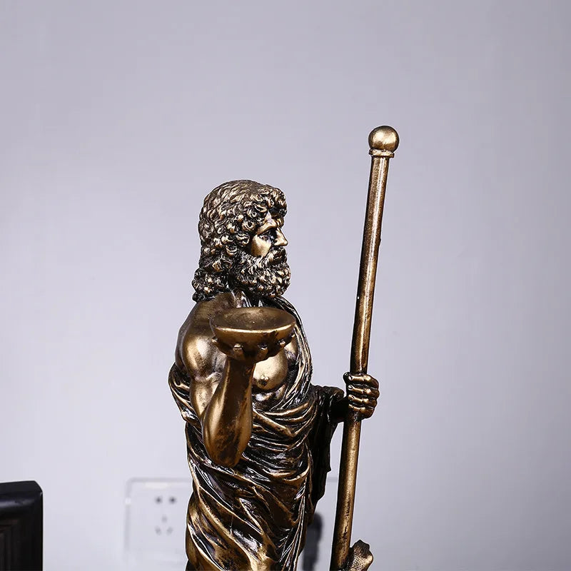 Afralia™ Asclepius Mini Statue: Greek God of Medicine Resin Figurine for Home Office Decor