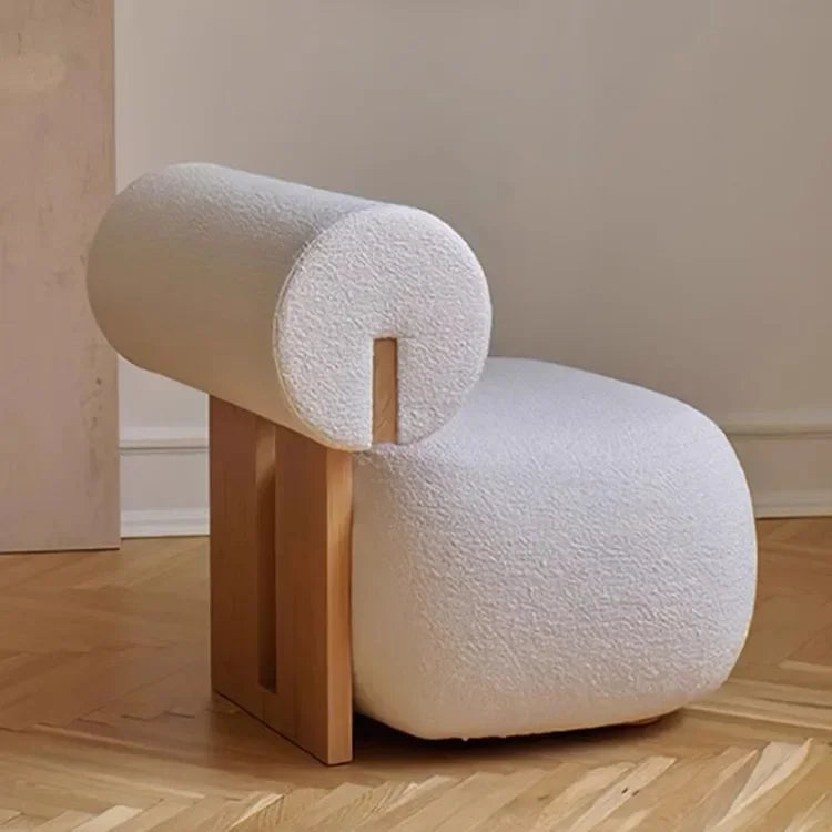 Afralia™ Nordic Solid Wood Sofa Chair Modern Light Luxury Cream Hippo Chair