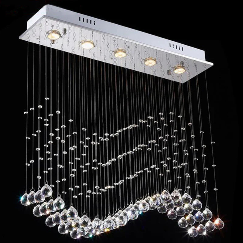 Afralia™ Crystal Pendant Lights: Modern Luxury Rectangle Hanging Lamps for Home Indoor Decor