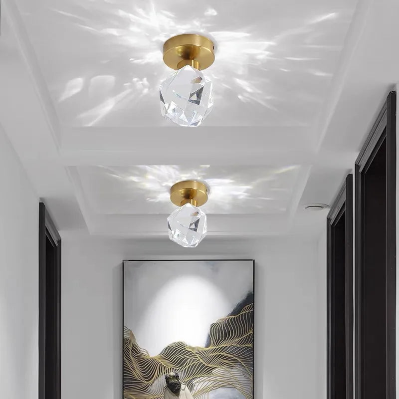 Afralia™ Diamond Crystal Ceiling Lights: Modern LED Fixture for Bedroom, Corridor, Aisle, Entrance, Bar, Cafe