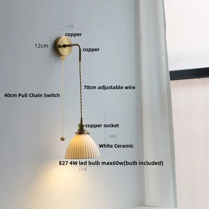 Afralia™ Clear Glass LED Wall Light | Modern Adjustable Nordic Copper Lamp Fixtures