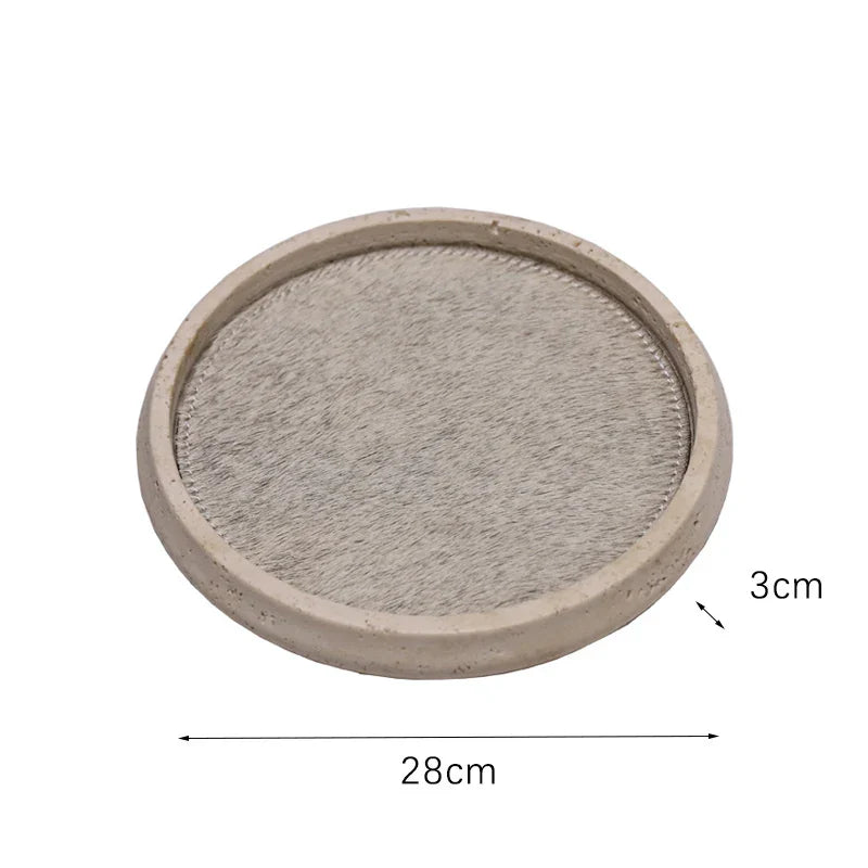 Travertine Horsehair Tray by Afralia™: Elegant and Versatile for Serving, Displaying, and Organizing