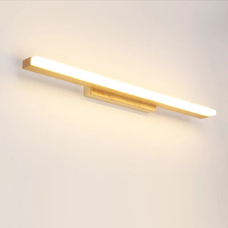 Afralia™ Modern Wooden Wall Lamp LED Mirror Light for Bedroom and Bathroom.