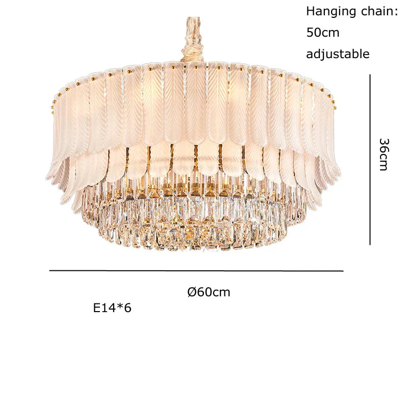 Afralia™ Golden Crystal Chandelier: Postmodern Luxury Round Chandelier for Living Room