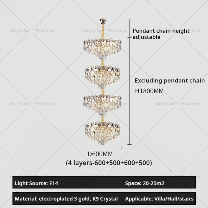 Afralia™ Crystal Duplex Chandelier: New Light Luxury Post-Modern Hall Lighting for High Living Room