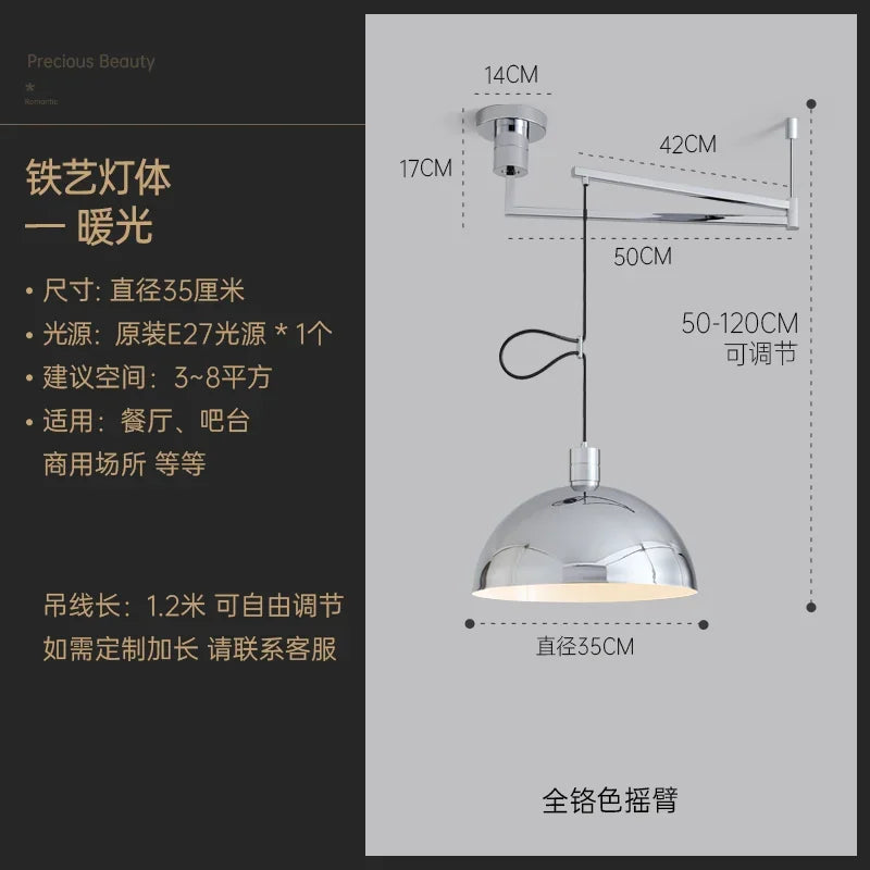 Afralia™ Retractable Pendant Lights LED E27 Modern Hanging Lamp for Restaurant, Living Room, Cafe