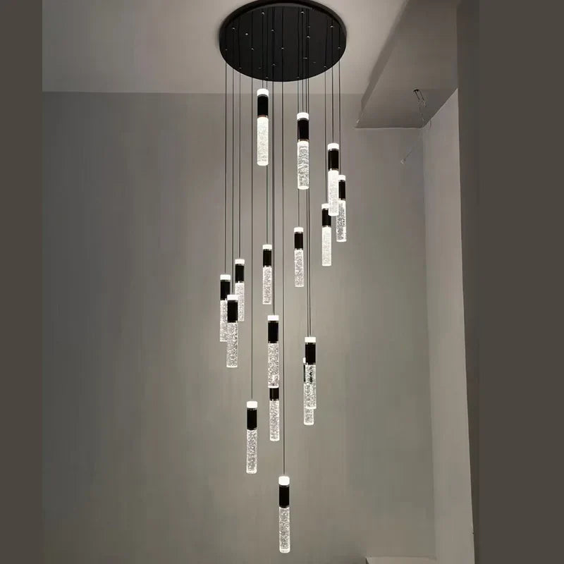 Afralia™ Cylindrical Crystal Chandelier: Modern Villa Living Room Lamp for Stylish Interiors.