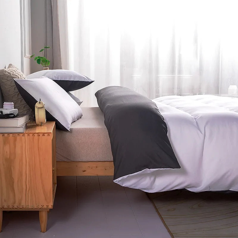 Afralia™ Solid Color Quilt Cover Set with Pillowcases, Full Queen King Size Bedclothes