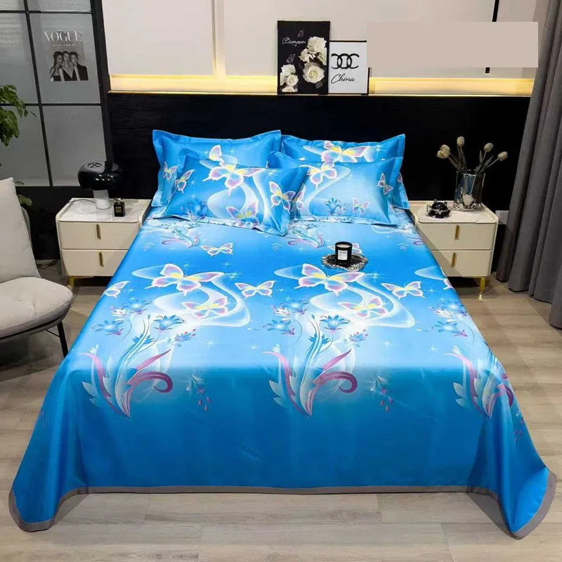 Afralia™ Multicolour Floral Patchwork Satin Bed Cover Set for Smooth Summer Comfort