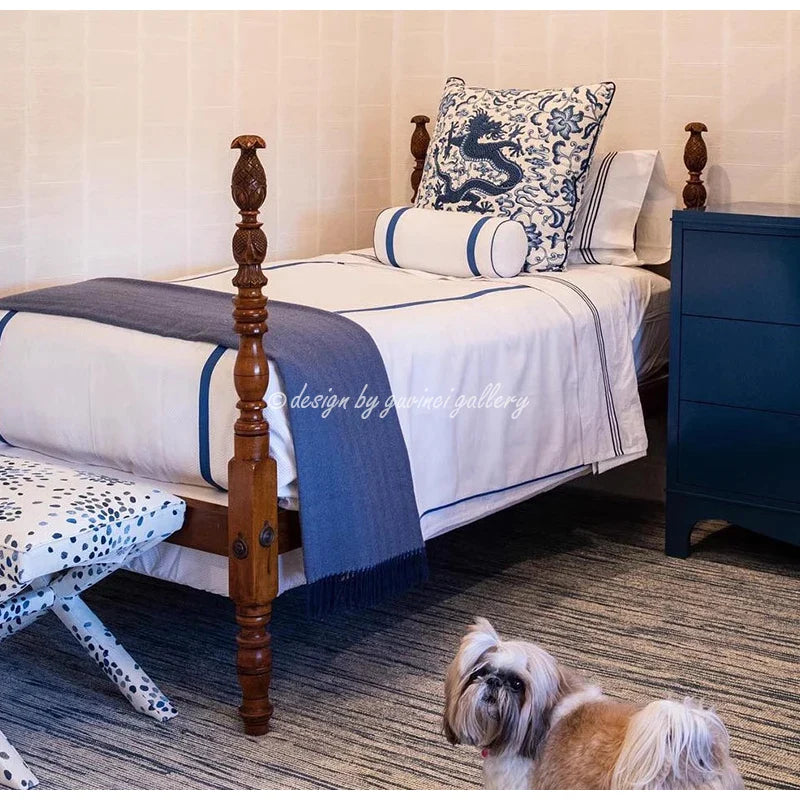 Afralia™ Indigo Blue Dragon Velvet Pillow Cover 60x60cm Eclectic Style Home Decor