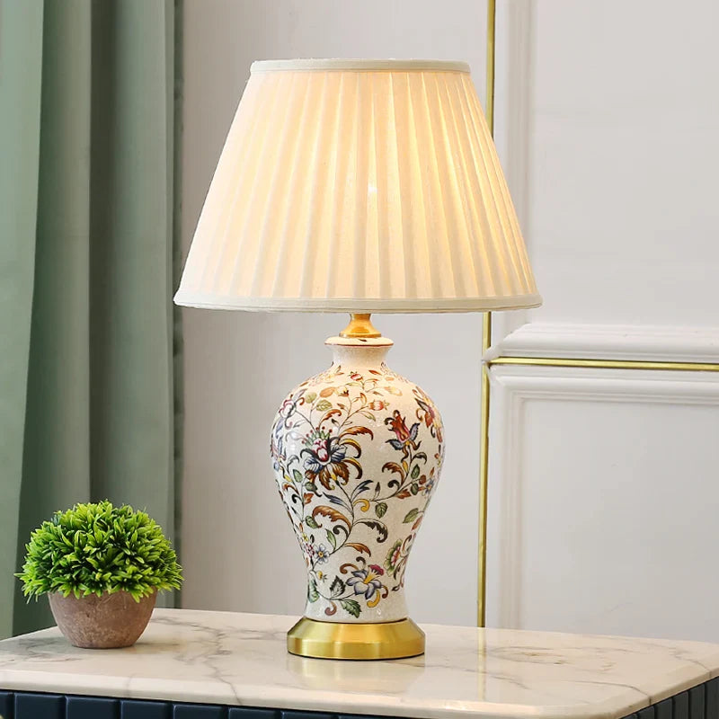 Afralia™ Retro Ceramic Table Lamp | European Style Bedroom Bedside Decoration