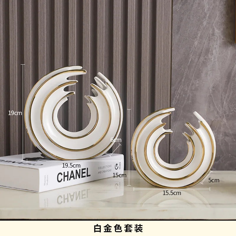 Afralia™ Nordic Wave Ceramic Statue Decoration for Living Room, Office, or Bedroom