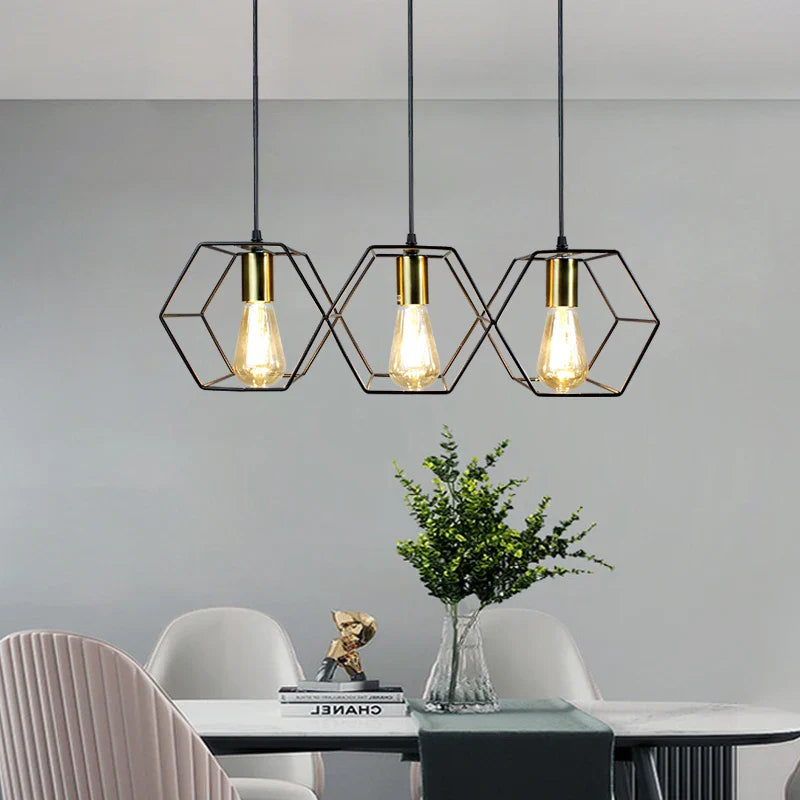 Afralia™ Geometric LED Chandelier: Modern Metal Frame Light for Dining Room or Bedroom