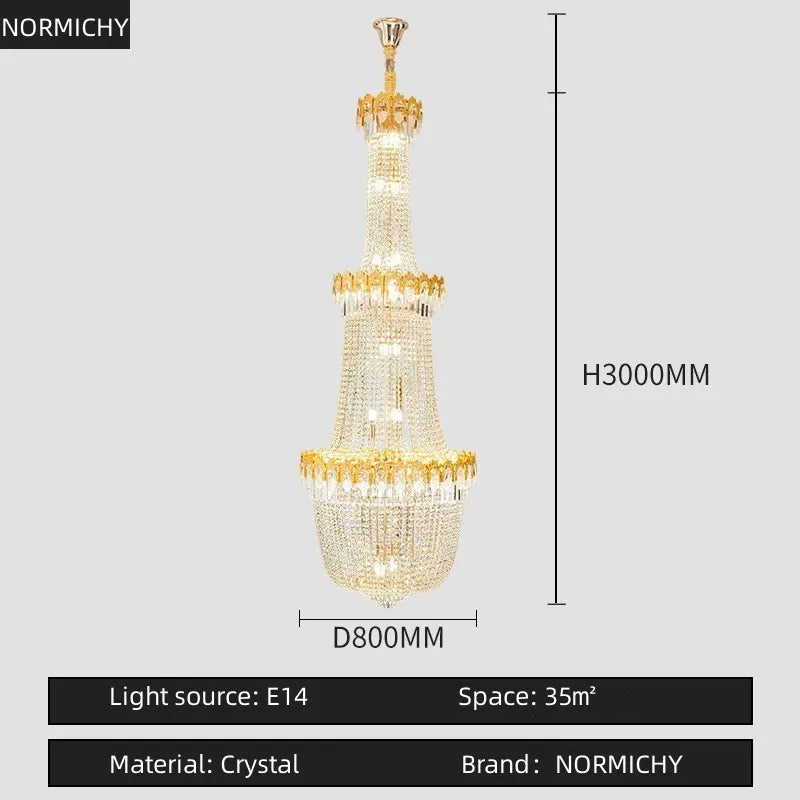 Afralia™ Crystal LED Chandelier for Hotel Lobby & Living Room | Elegant Staircase Design