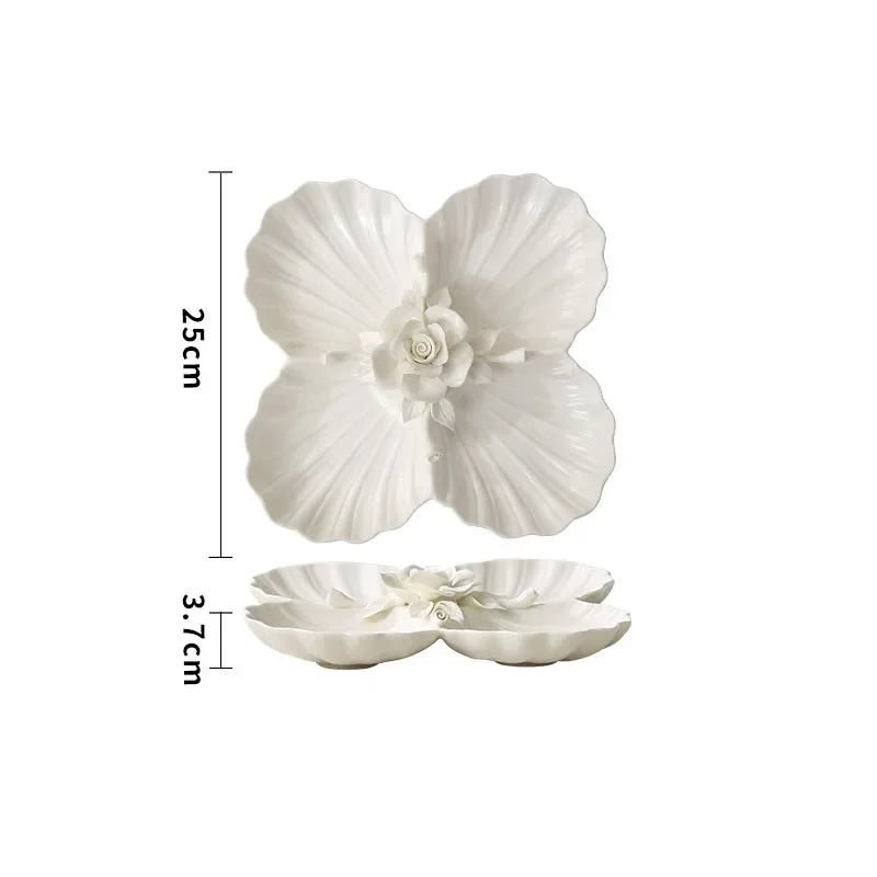 Afralia™ Flower Relief Ceramic Plate Western Dinner Plates Kitchen Cutlery