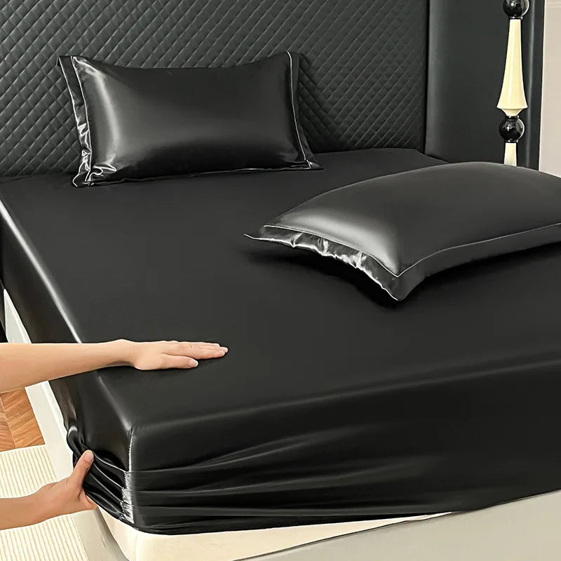 Afralia™ Satin Fitted Sheet Set - Luxuriously Soft Double Full Size Bedding