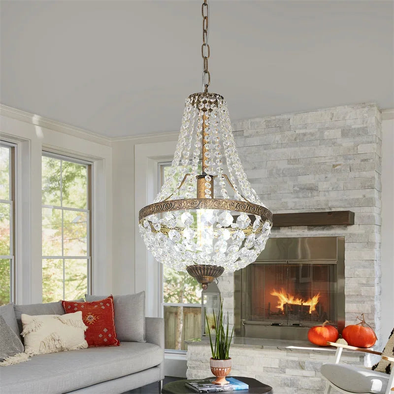 Afralia™ Retro Crystal Chandelier Pendant Light for Home Decor