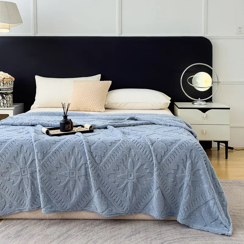 Afralia™ Taffeta Velvet Jacquard Coral Fleece Blanket: Warm, Skin-Friendly, Multi-Functional Sofa Cover