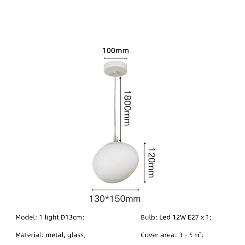 Afralia™ Nordic Villa White Glass Pendant Lights Led Chandelier - Modern Simple Suspend Lamp