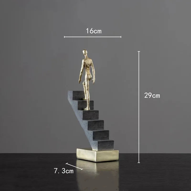 Afralia™ Golden Man Abstract Resin Figure Sculpture Staircase Decor
