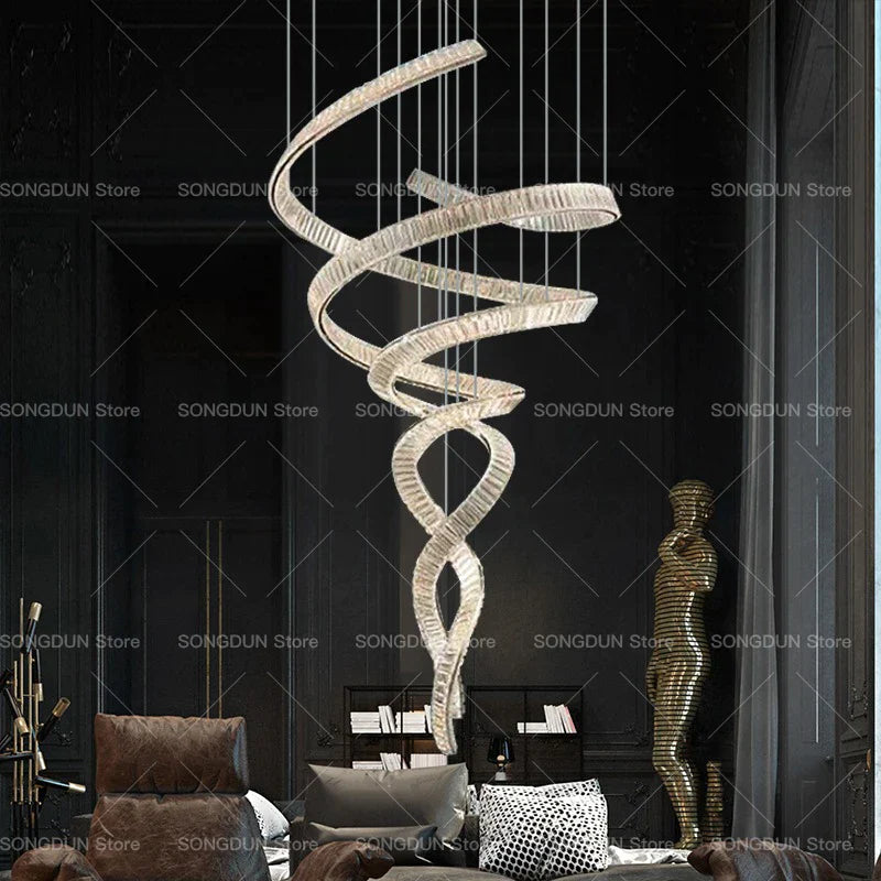 Afralia™ Crystal Chandelier Luxury Designer Light for Elegant Living Spaces