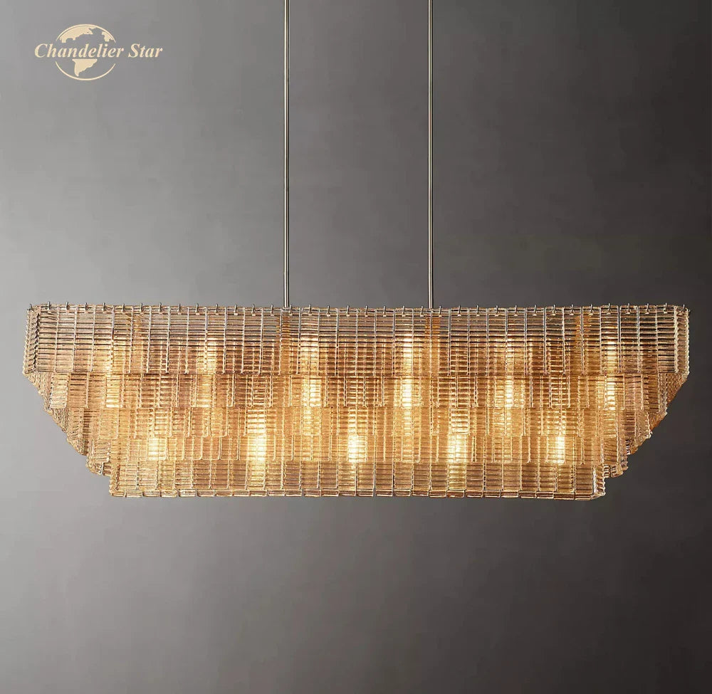 Afralia™ Sirene Glass Rectangular Chandelier Pendant Light - Modern LED Decoration Fixture