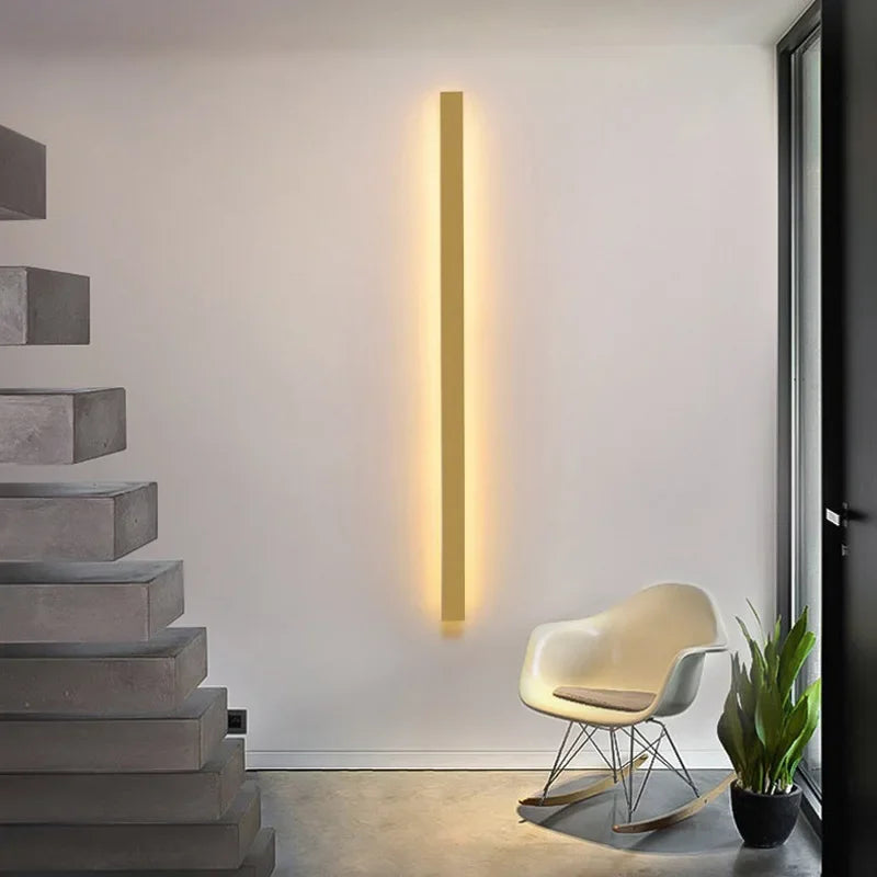 Afralia™ Black Gold LED Strip Wall Lights for Dining & Living Room Modern Minimalist Design