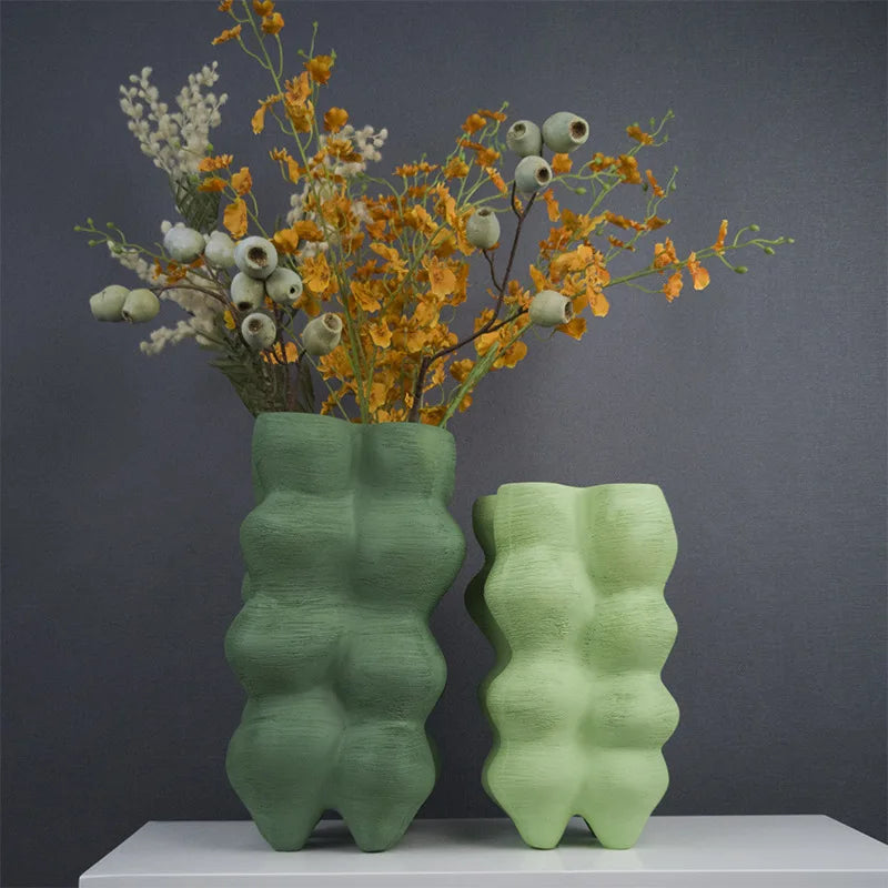 Afralia™ Geometric Resin Vase Sculpture Handmade Art Furnishings Home Decor Vase