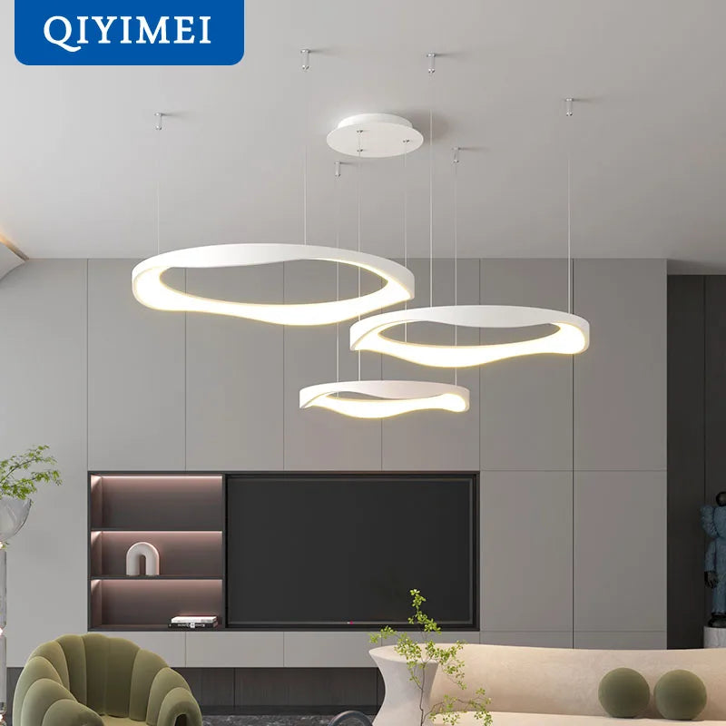 Afralia™ Round LED Pendant: Adjustable Height Dining Room Lamps