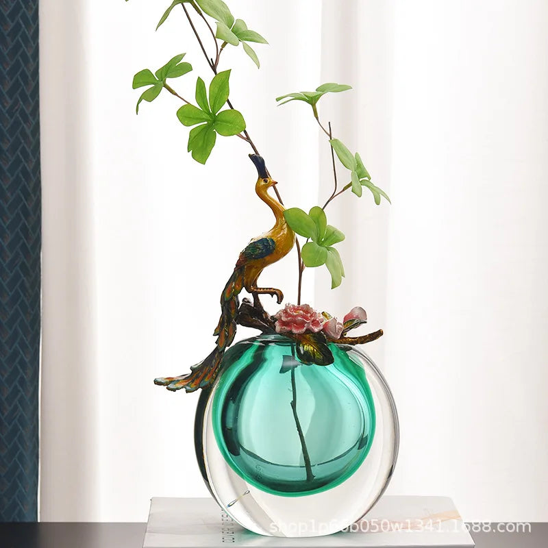 Afralia™ Ocean Heart Glass Vase: Glazed Enamel Art, High-End Decor for Living Room & Bedroom