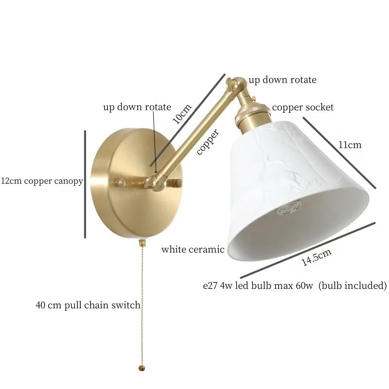 Afralia™ White Ceramic LED Wall Sconce - Nordic Copper Minimalist Sconce Light for Home Decor