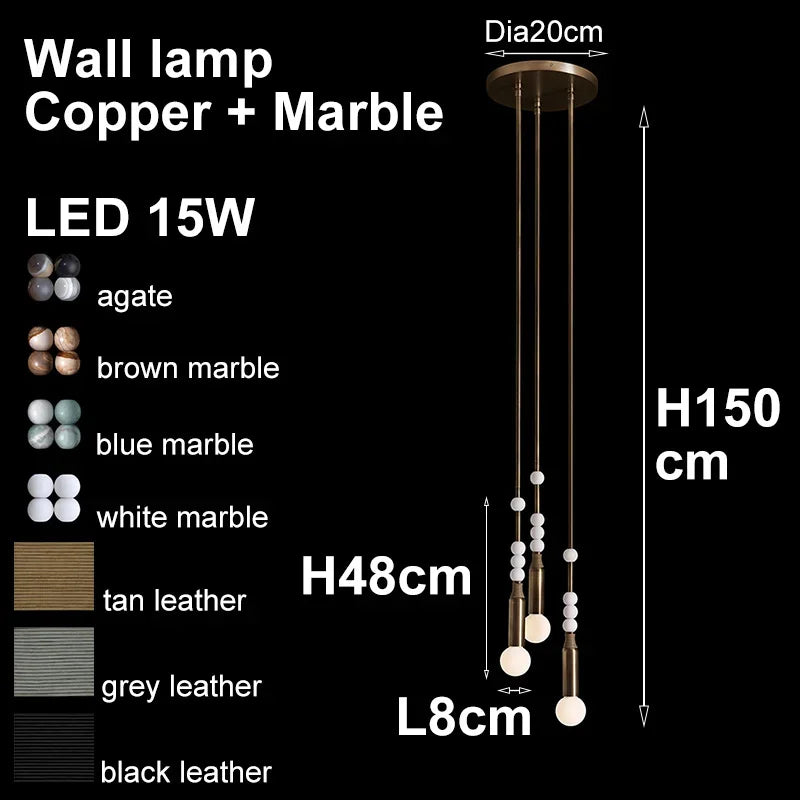 Afralia™ Bronze Marble Copper Wall Lamp for Artistic Indoor Lighting