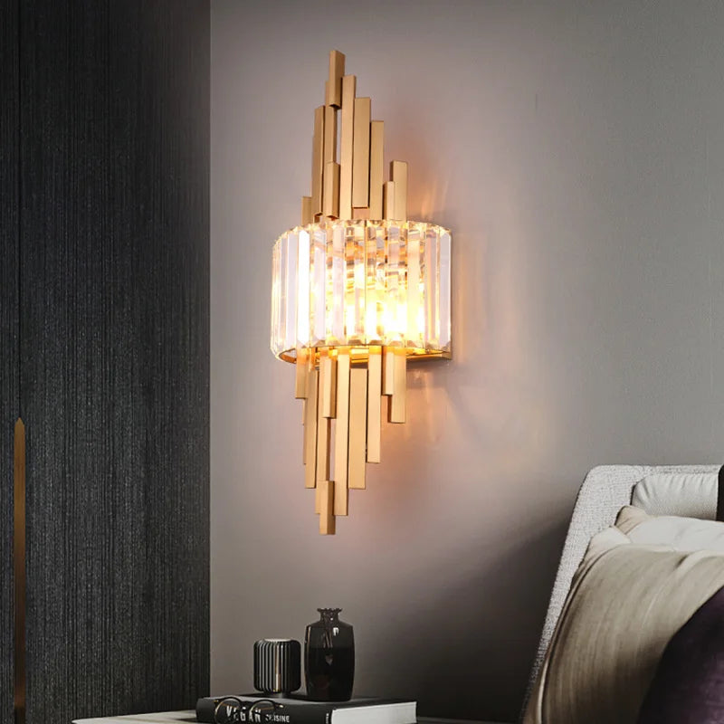 Afralia™ Luxury Crystal Wall Lamp for Living Room TV Bedroom Night Study Decoration