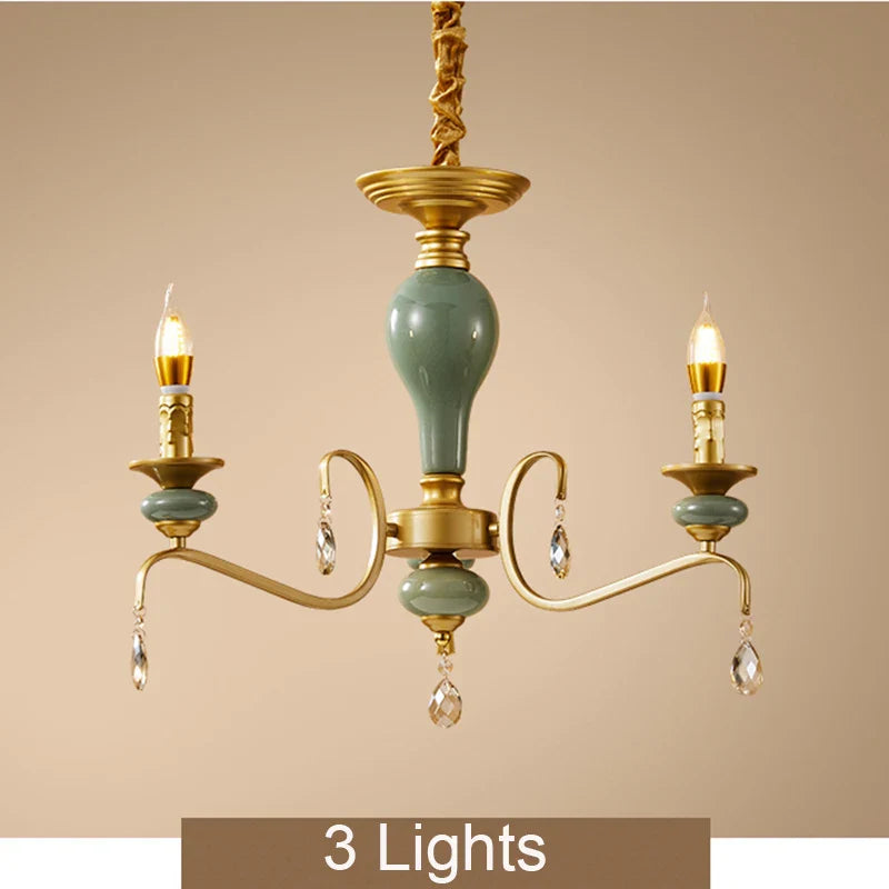 Afralia™ Mediterranean Ceramic Crystal Chandelier - Elegant Lighting Fixture