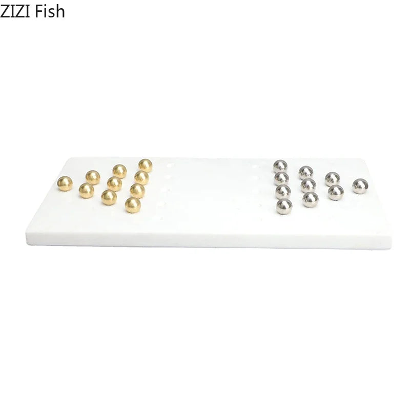 Afralia™ Marble Chessboard Set with Metal Checkers Pieces for Casual Chess Games