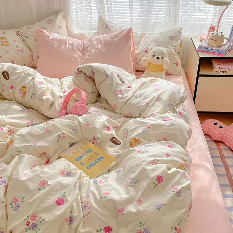 Afralia™ Cozy Cartoon Printed Cotton Comforter Set for Adults