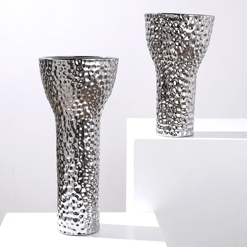 Afralia™ Golden Ceramic Geometric Honeycomb Vase - Home Decoration Accessory