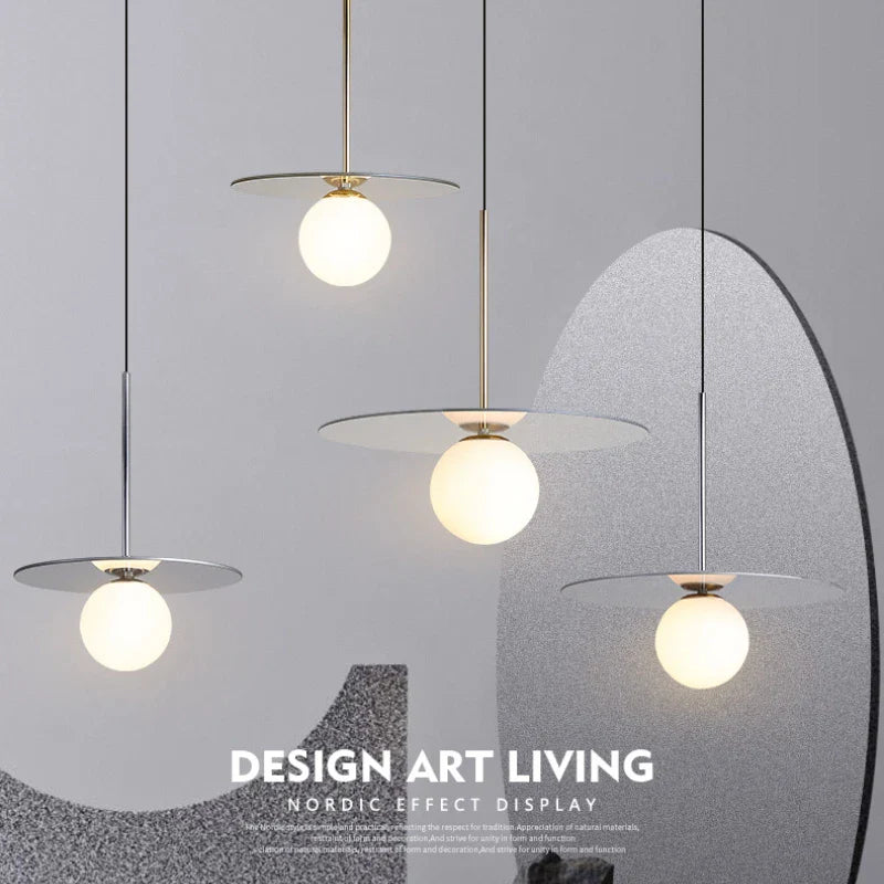 Afralia™ UFO Glass Pendant Light: Modern Nordic Design for Restaurant, Bar, Bedroom, Luminaire Suspendu