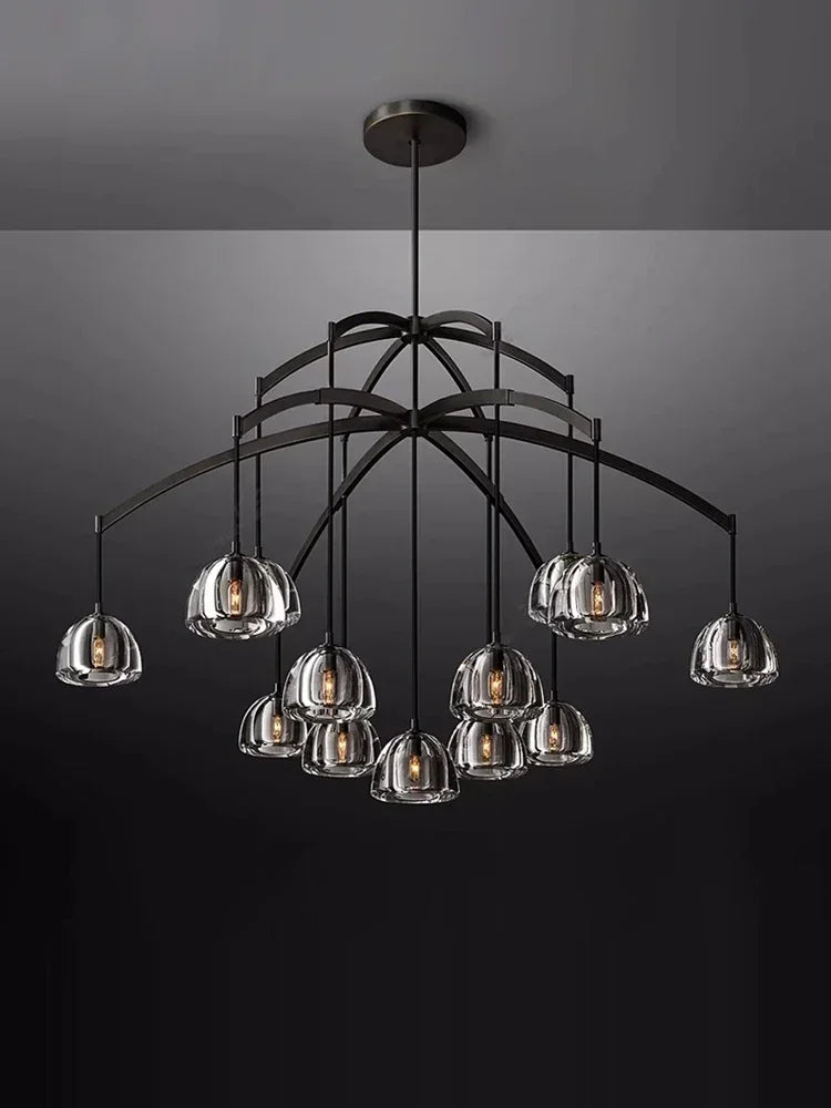 Afralia™ Black Brass Retro Crystal Copper LED Ceiling Pendant for Home Lighting