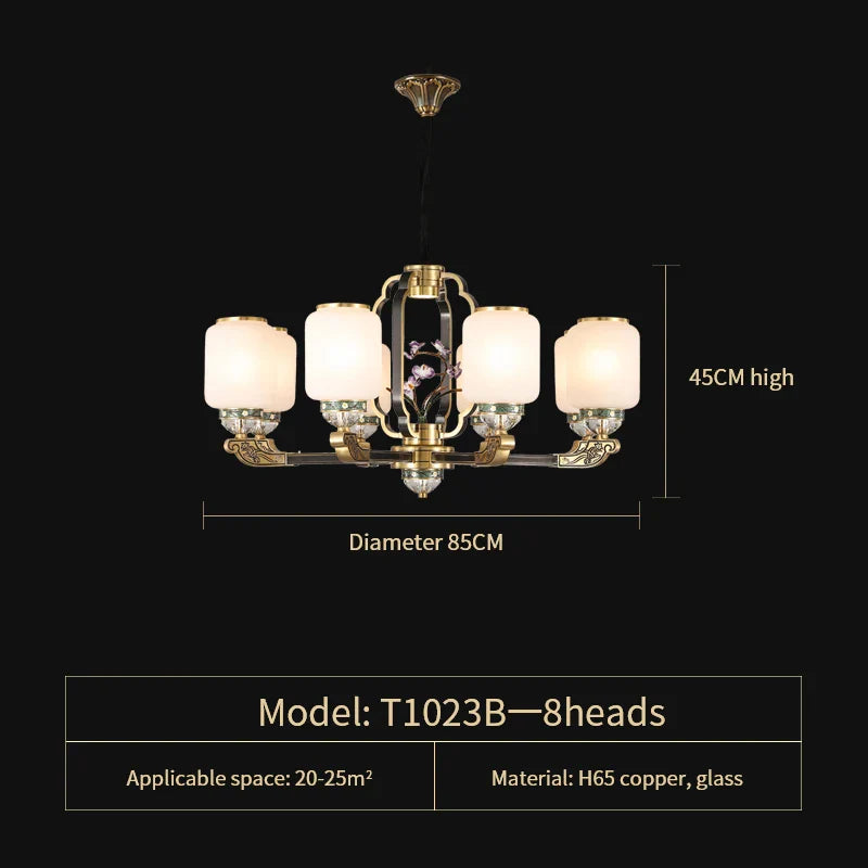 Afralia™ Zen Copper Chandelier with Jade for Living Room & Restaurant