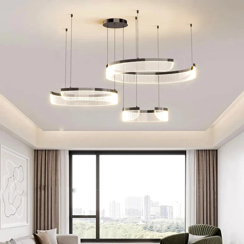 Afralia™ Modern LED Pendant Ceiling Chandelier for Indoor Dining Room and Living Room