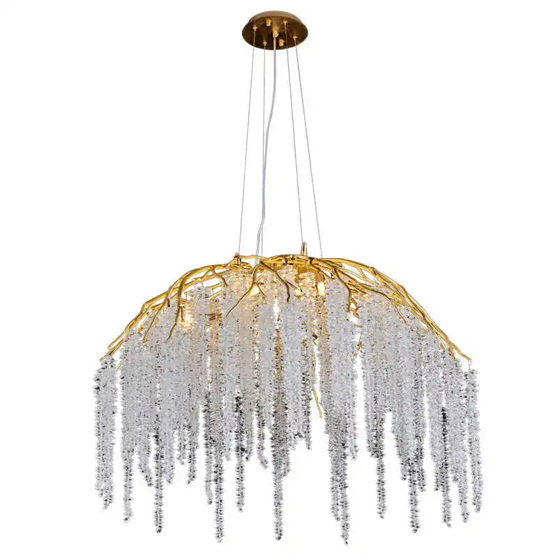 Afralia™ Crystal Pendant Light: Luxury Living Room Modern Golden Branch Chandelier