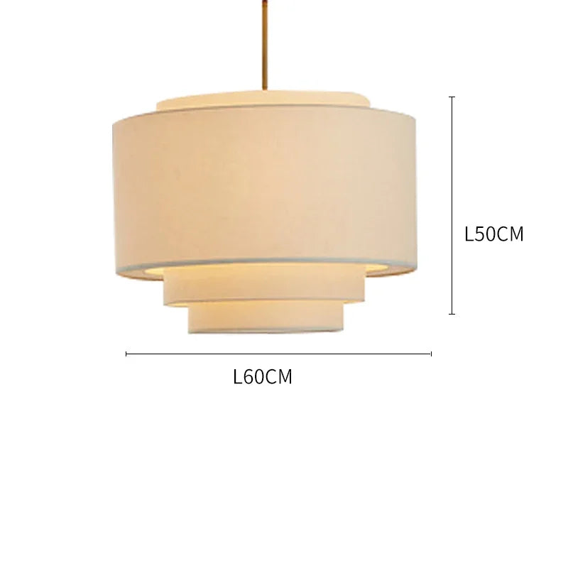 Afralia™ Japanese Style Tiered Pendant Lamp: Minimalist Fabric Shade for Living Room & Kitchen Counter