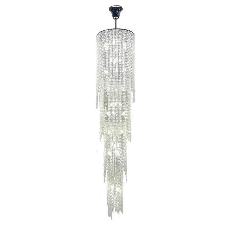 Afralia™ Crystal Chandelier LED Pendant Light for High Villa Ceiling Staircase