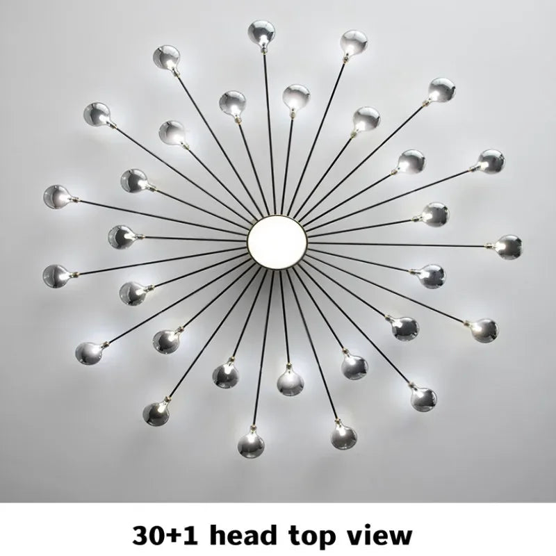 Afralia™ Copper Fireworks LED Ceiling Chandelier for Modern Bedroom and Living Room Decor