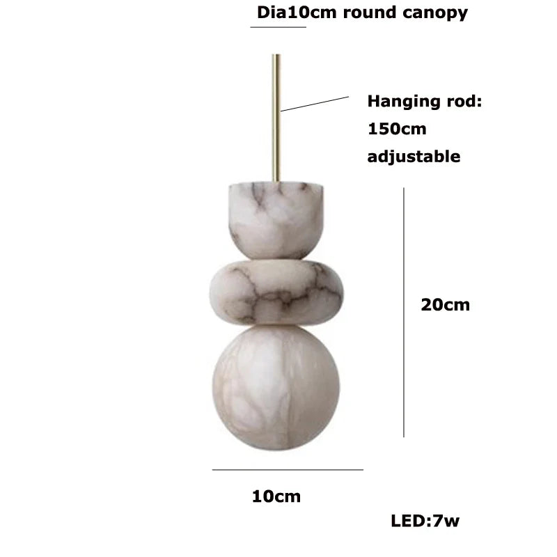 Afralia™ Luxe Gold LED Chandelier with Marble Pearl & Alabaster for Foyer Staircase Lighting