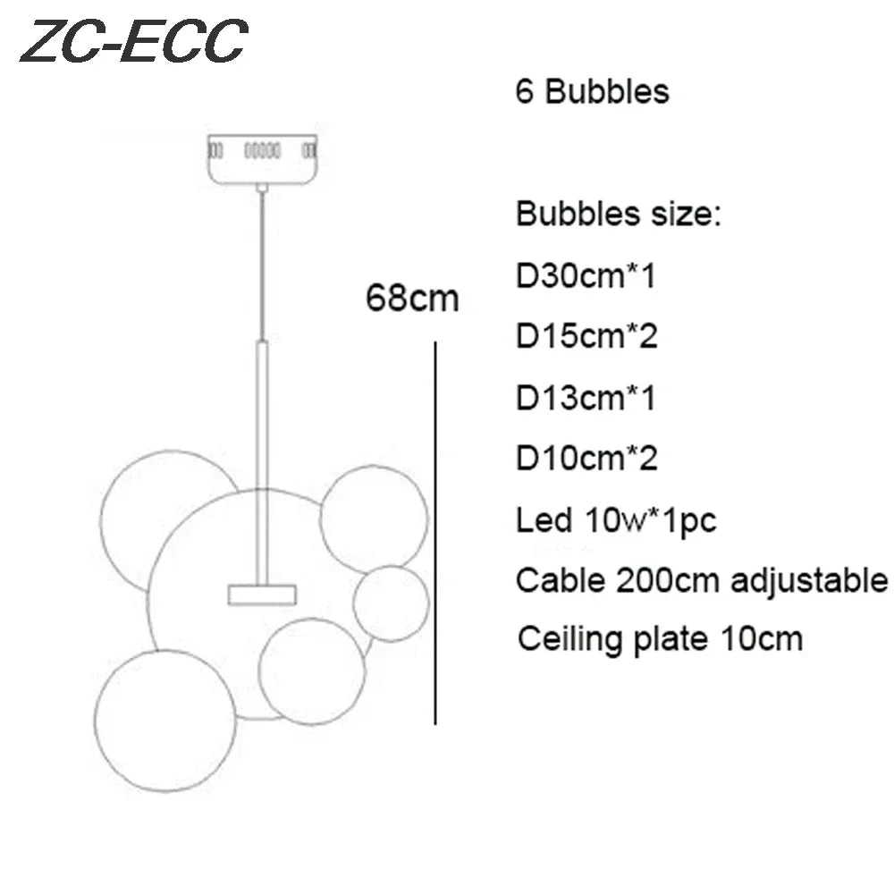 Afralia™ Glass Bubble LED Chandelier: Stylish Ceiling Lighting for Dining & Living Room