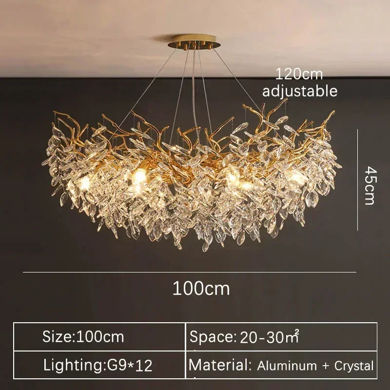 Afralia™ Crystal Pendant Chandelier for Luxury Dining Living Room LED Lighting